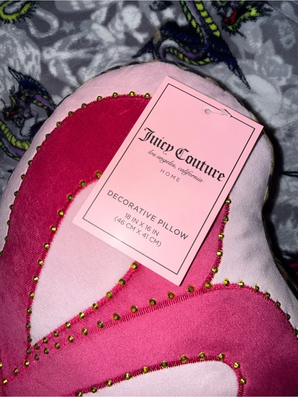 Juicy Couture Pink and Hot Pink Bow Accent Pillow